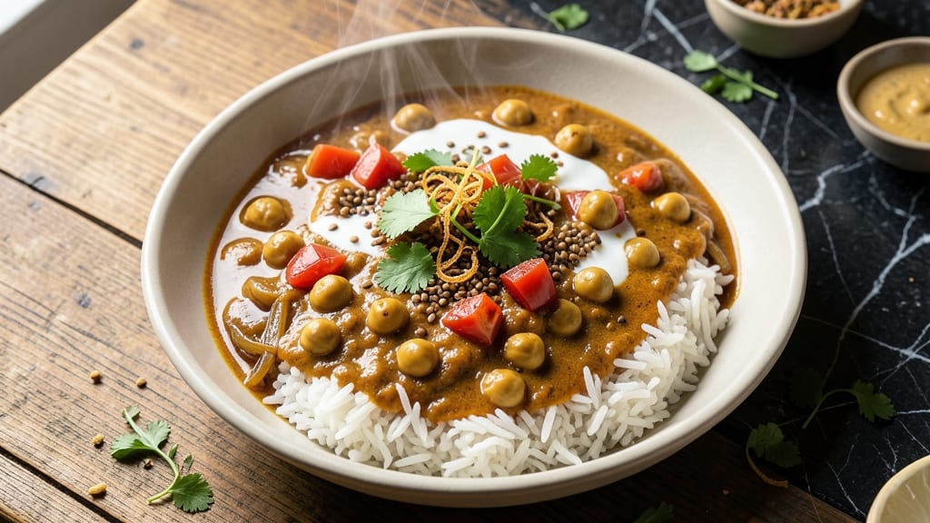 Chickpea Curry With Rice Recipe: Spiced Tomato Base Over Fragrant Jasmine Rice