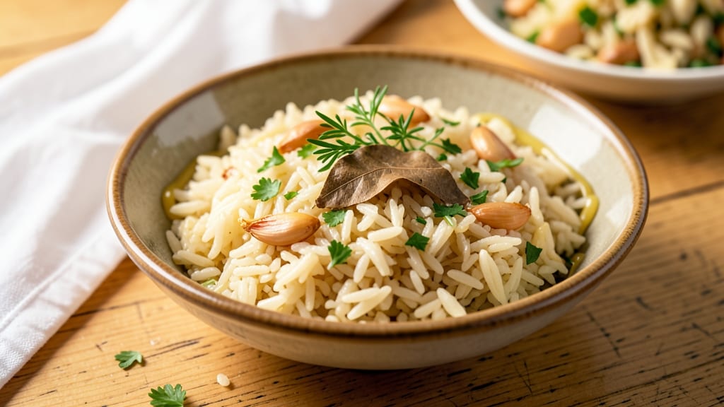 Canadian Rice Recipe: Herb-Infused Pilaf With Toasted Garlic Crunch