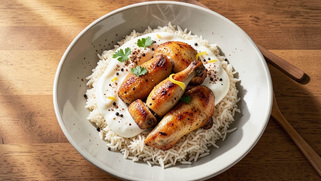 Turkish Chicken and Rice Recipe: Spiced Yogurt-Marinated Chicken Over Fragrant Rice