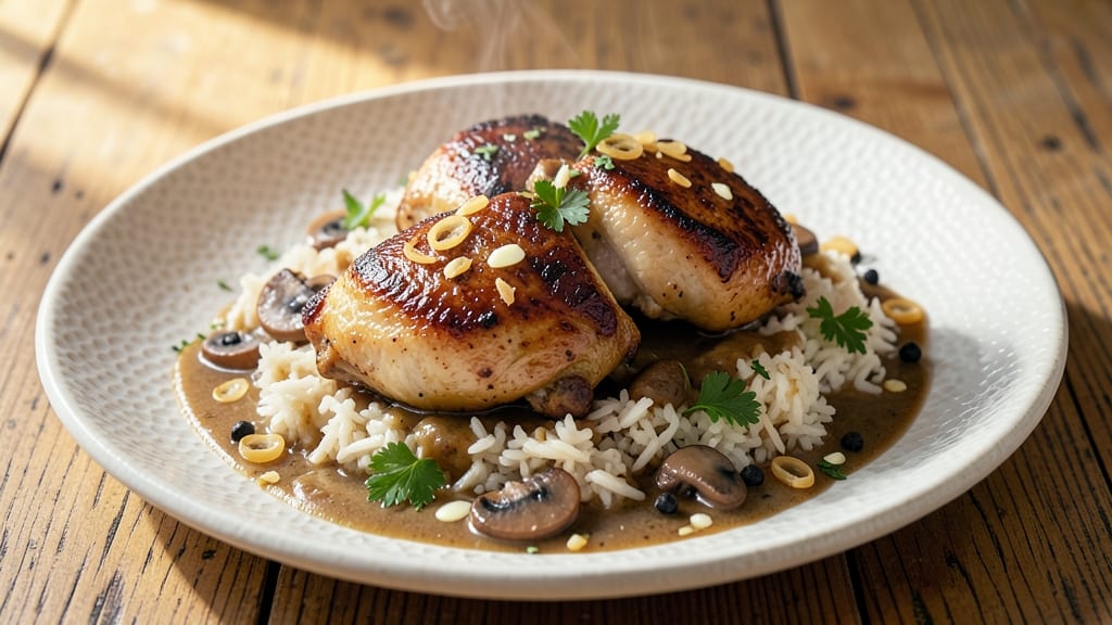 Chicken, Rice, and Mushroom Gravy Recipe: Savory Umami Depth in One-Pan Simplicity