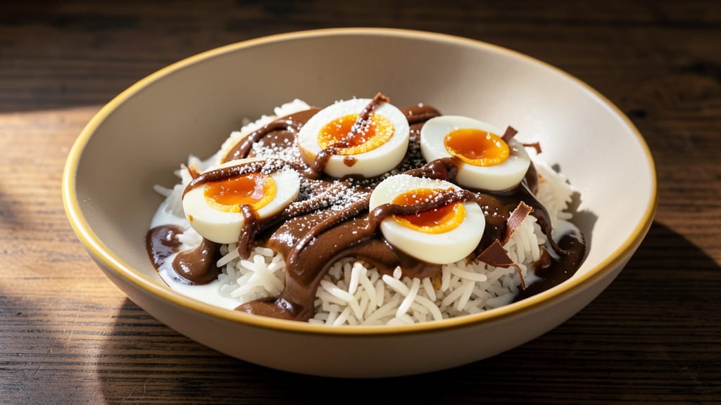 Champorado Rice Recipe: Chocolatey Coffee Rice With Crispy Egg Topping