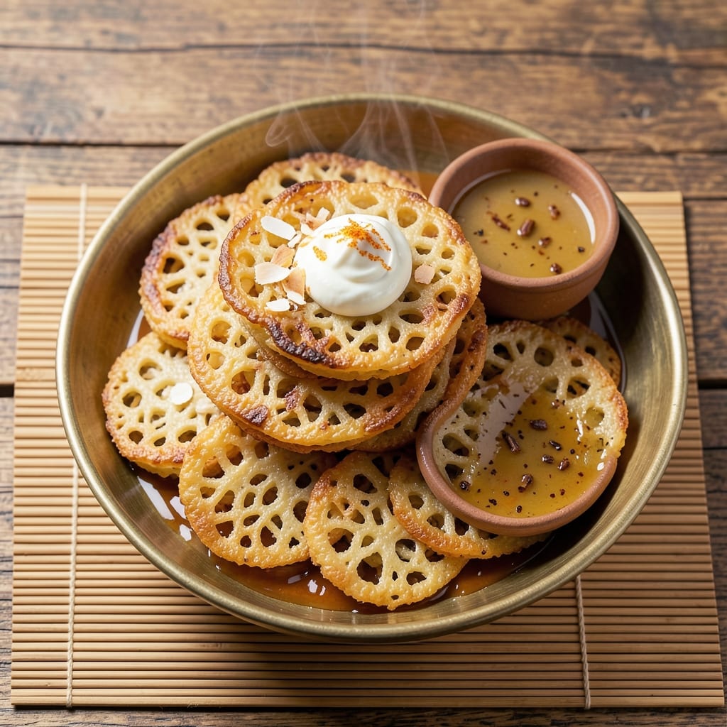 Appam Recipe With Rice Powder: South Indian Lacy Pancakes With Coconut Curd Swirl
