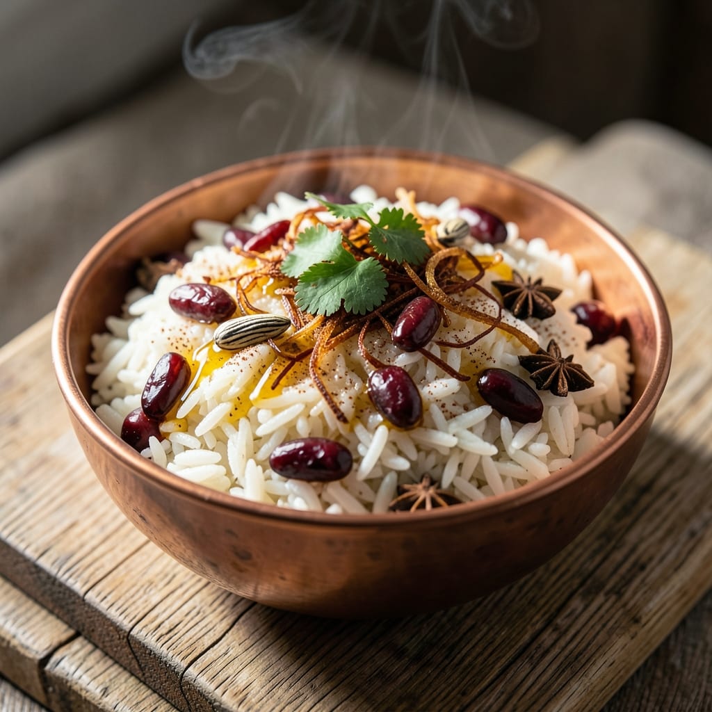 Albasha Rice Recipe: Saffron-Infused Spice Harmony With Toasted Barberry Crunch