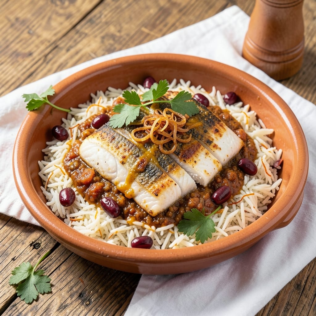 Arabic Fish and Rice Recipe: Saffron-Infused Fragrance and Toasted Barberry Crunch