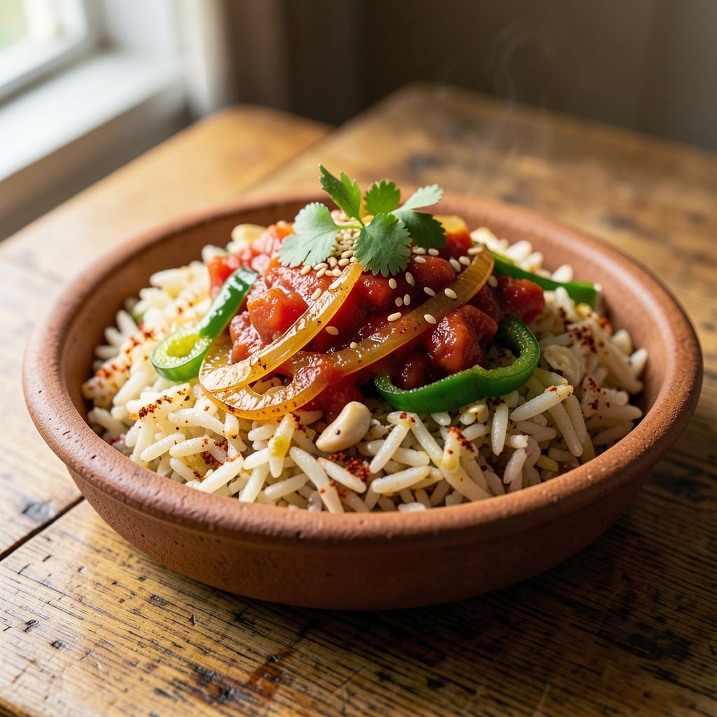 African Spicy Rice Recipe: Bold Tomato-Pepper Heat in One Pot
