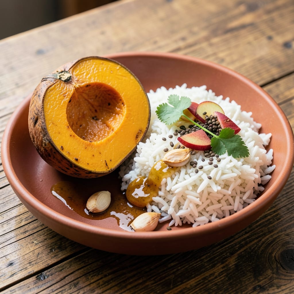 Acorn Squash and Rice Recipe: Roasted Squash Meets Toasted Spice Rice