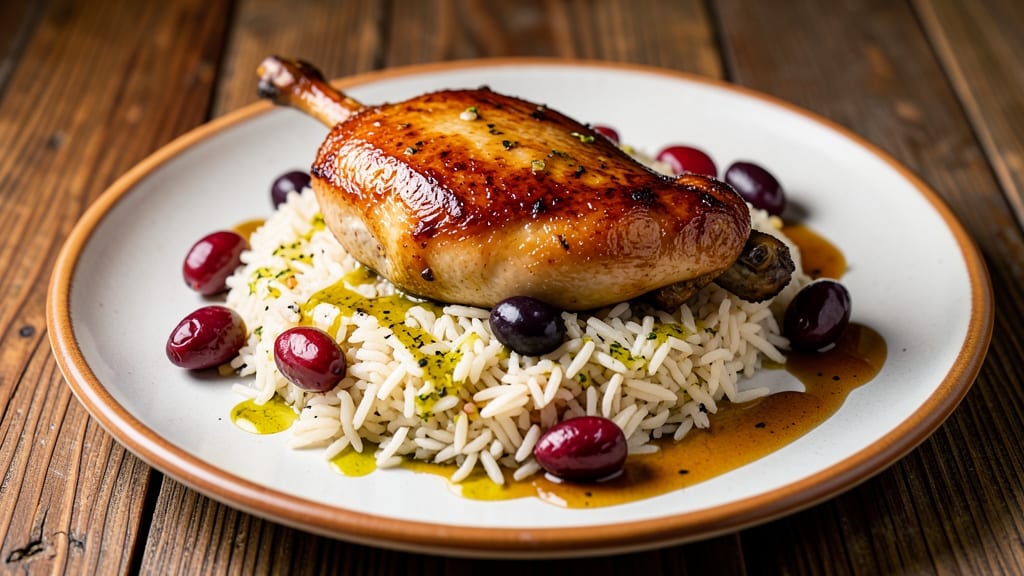 Chicken, Rice, and Olives Recipe: Garlicky Pan-Seared Crunch With Briny Depth
