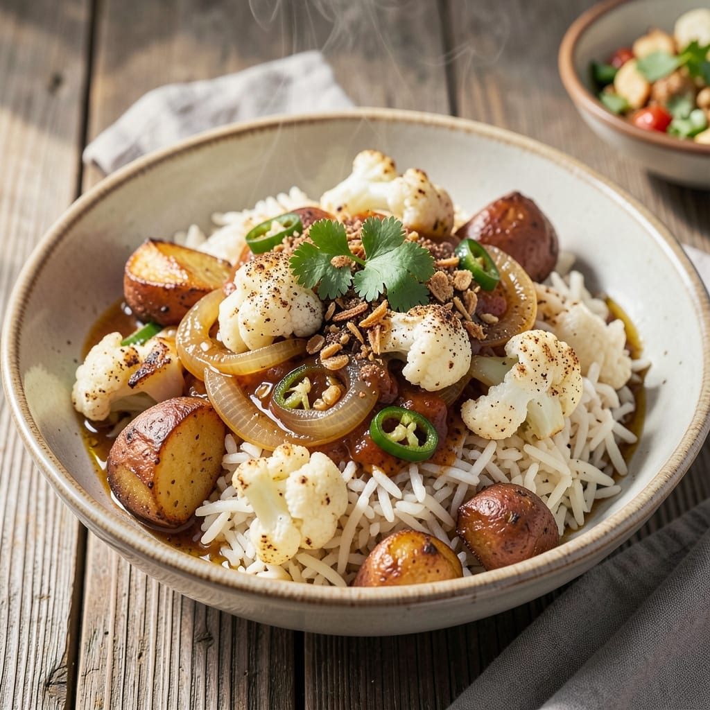 Aloo Gobi Rice Recipe: Spiced Potato-Cauliflower Pilaf With Toasted Cumin Crunch
