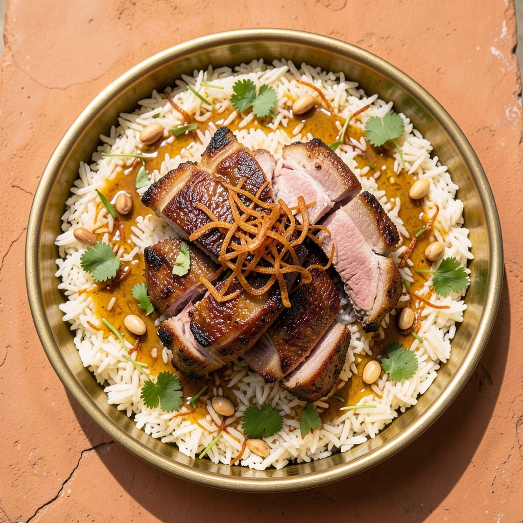 Arabic-Style Rice With Lamb Meat Recipe: Saffron-Infused Spice and Tender Lamb Bites