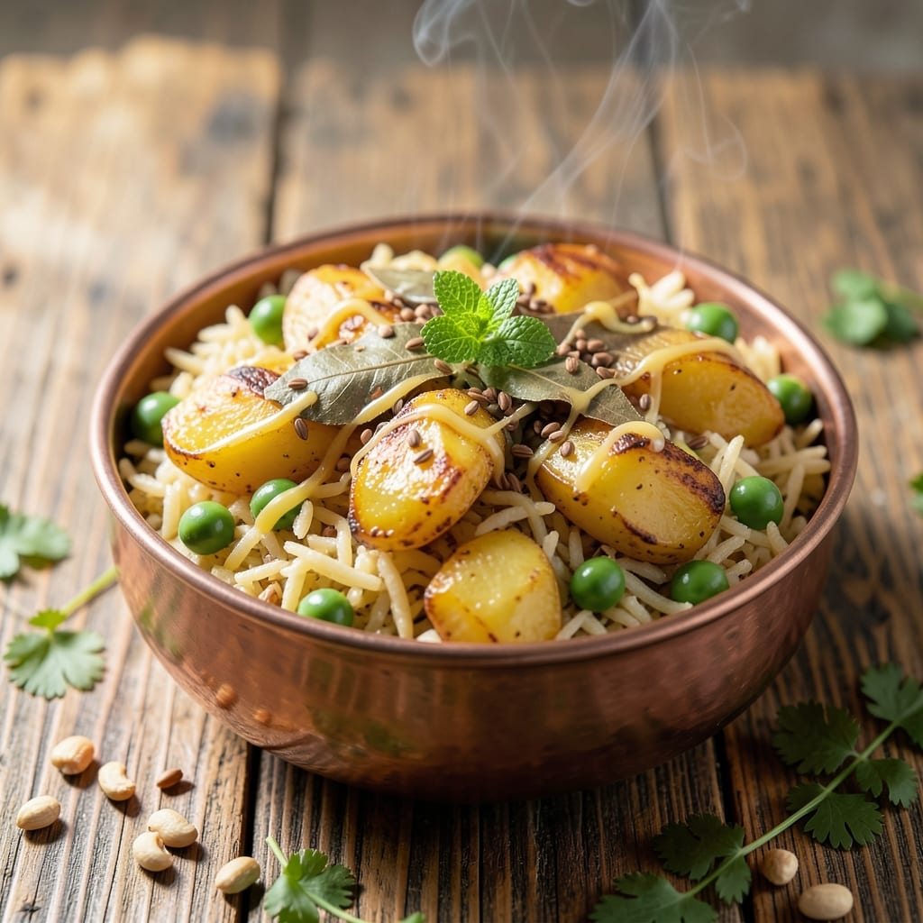 Aloo Matar Rice Recipe: Potato-Pea Pulao With Toasted Cumin Crunch