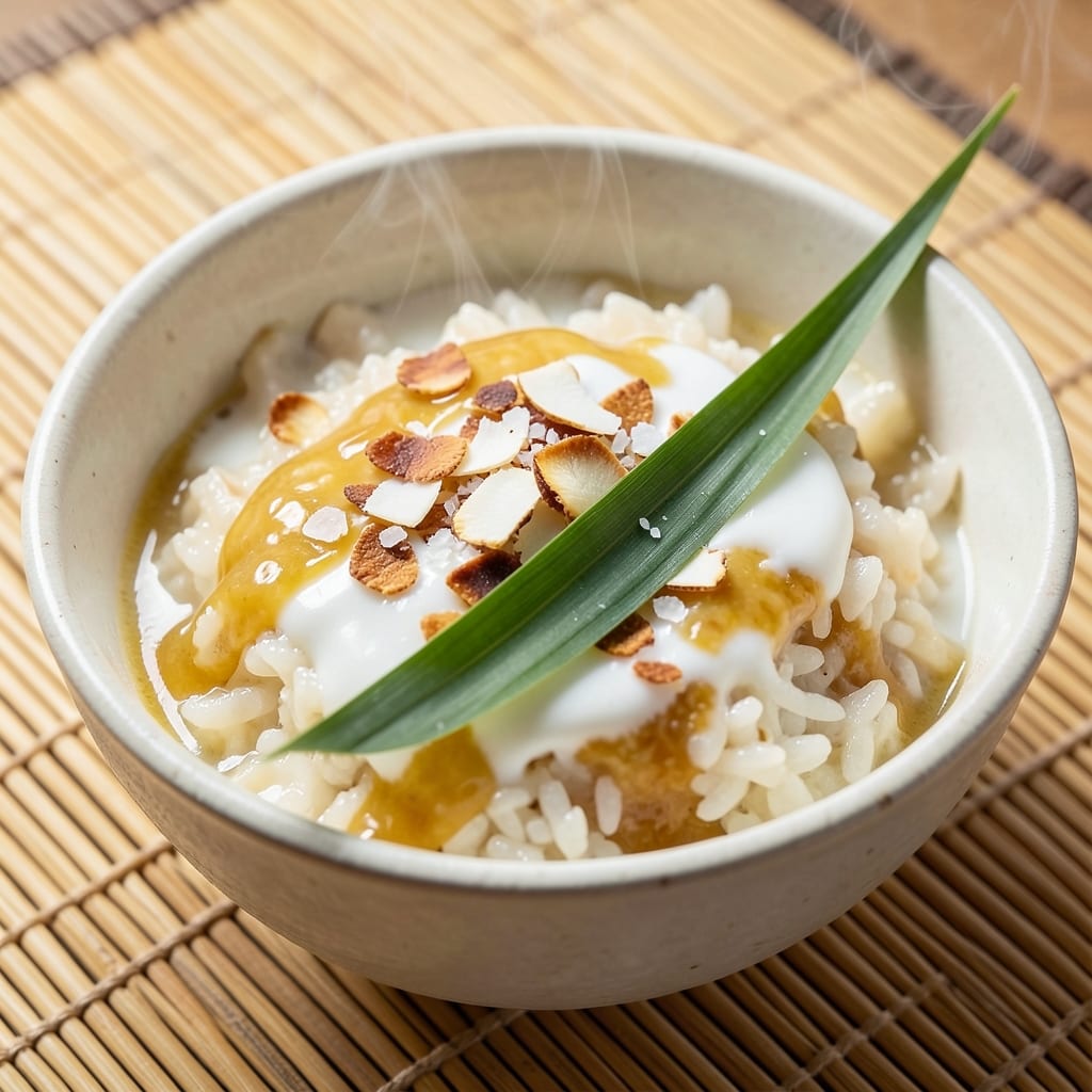 Asian Rice Pudding Recipe: Coconut Milk Velvety With Toasted Pandan Crunch