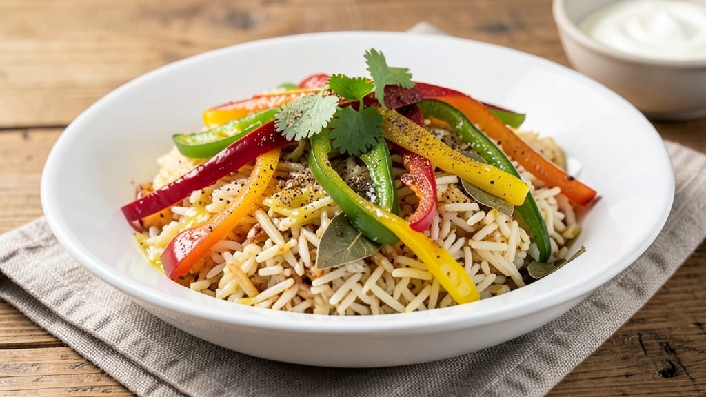 Capsicum Rice Recipe Without Onion and Garlic: Vibrant Umami-Packed Flavor in One Pan