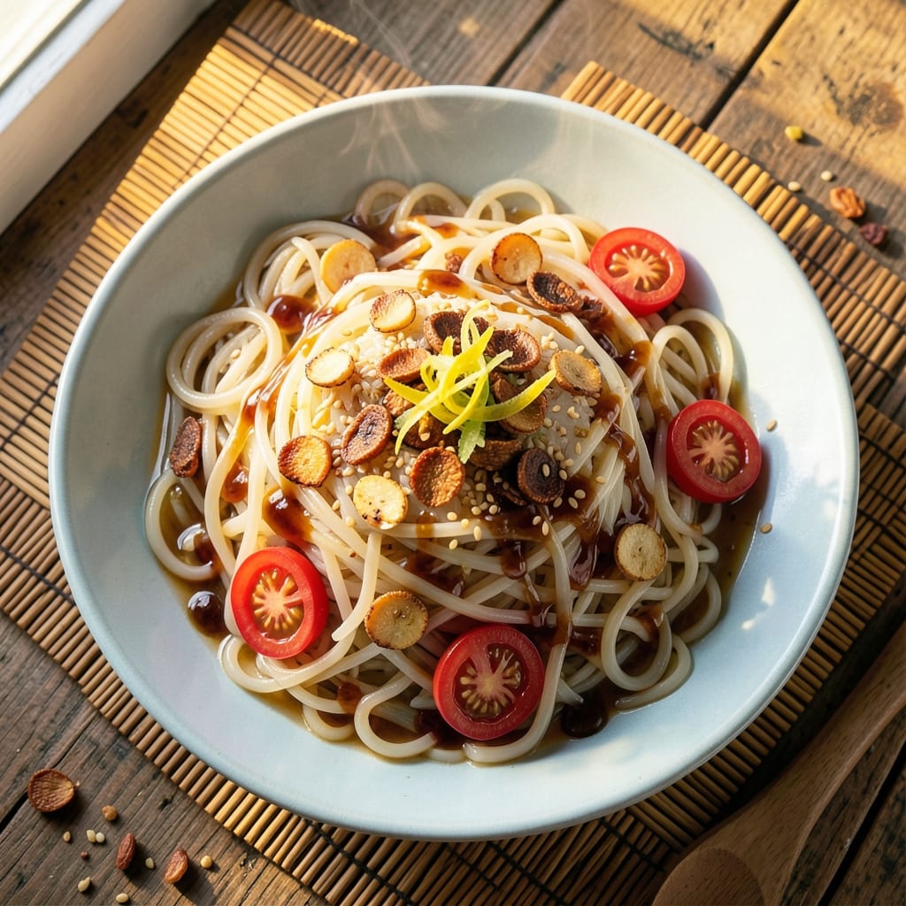 Asian Rice Noodle Side Dish Recipe: Crispy-Fried Noodle Bites with Tangy Tamarind Glaze