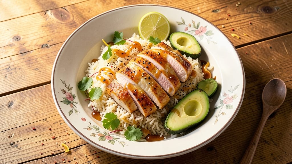 Chicken Avocado Rice Bowl Recipe: Zesty Lime and Cilantro Freshness