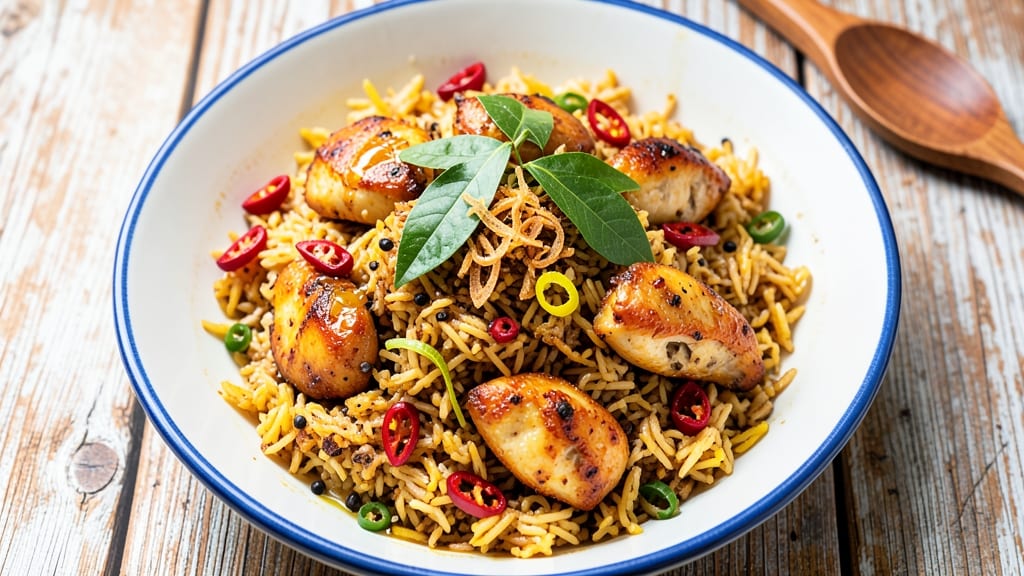 Kerala-Style Chicken Fried Rice Recipe: Coconut Curry Crunch Over Fragrant Jasmine
