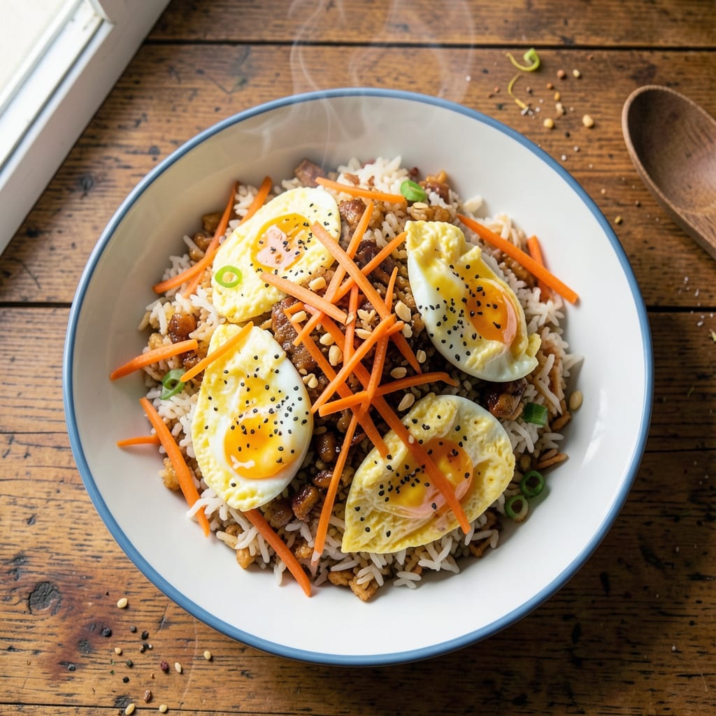 American Style Fried Rice Recipe: Crispy Egg and Veggie-Packed One-Pan Meal