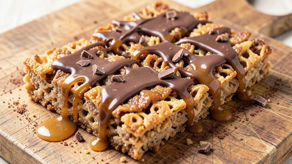Chocolate Caramel Rice Krispie Squares Recipe: Fudgy Layers with Buttery Crunch