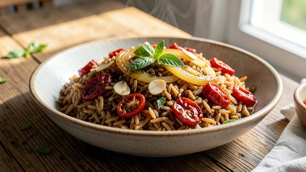 Brown Rice and Sun-Dried Tomatoes Recipe: Umami-Packed One-Pan Meal in 25 Minutes