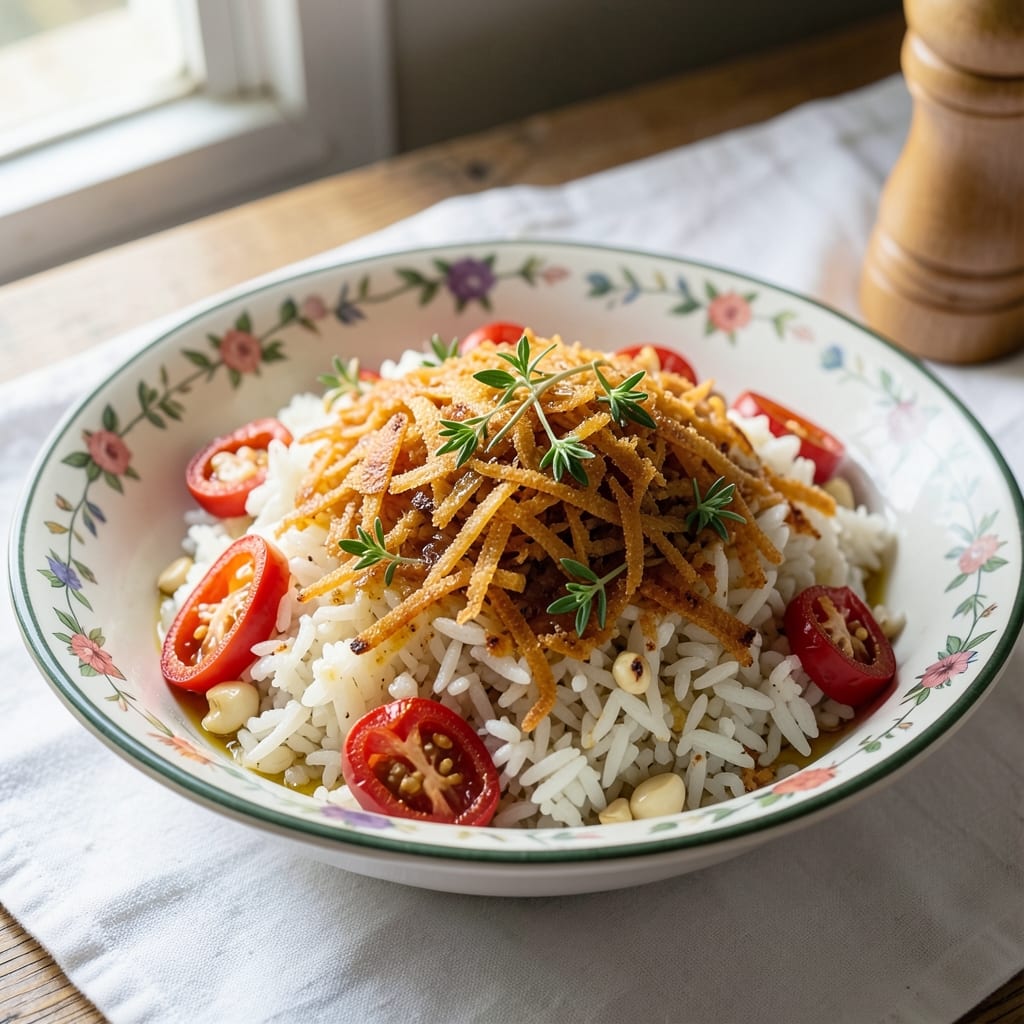 Adels Spicy Rice Recipe: Jamaican Breakfast Heat with Toasted Coconut Crunch