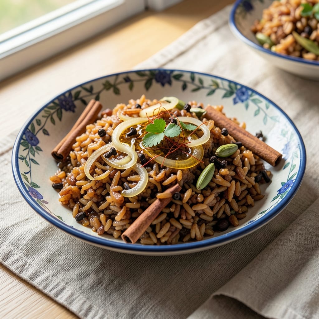 Afghani Brown Rice Recipe: Saffron-Toasted Spice Symphony with Caramelized Onions