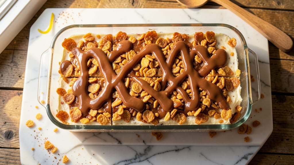 Caramel Rice Krispie Cheesecake Bars Recipe: Crunchy Top, Creamy Swirl Magic
