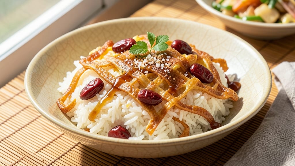 Chinese Sticky White Rice Recipe: Fragrant Five-Spice Jasmine With Silky Egg Ribbons
