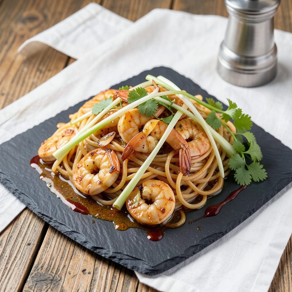 Asian Shrimp and Rice Noodles Recipe: Zesty Lemongrass Pan-Seared Crunch