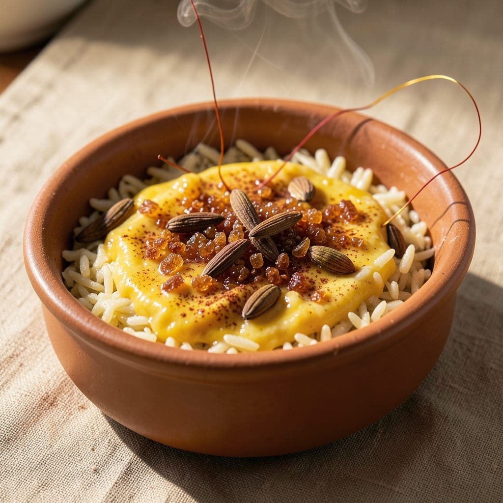 Arabic Sweet Rice Recipe: Saffron-Infused Crunch With Toasted Almonds
