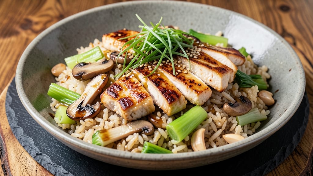 Chinese Sticky Fried Rice Recipe: Wok-Sear Crispy Celery Crowns Over Eggy Protein