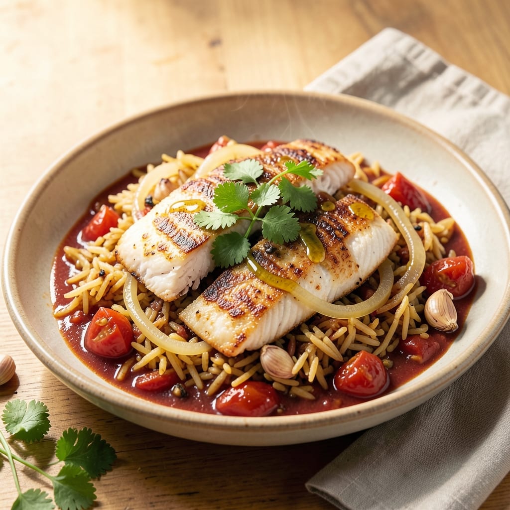 African Fish and Rice Recipe: Tomato-Peppered One-Pot Flavor Bomb