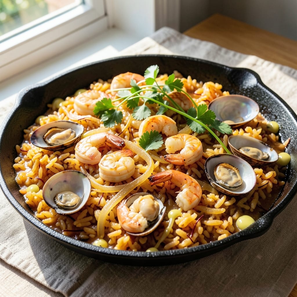 Arborio Rice for Paella Recipe: Saffron-Infused Crunch and Juicy Seafood Bites