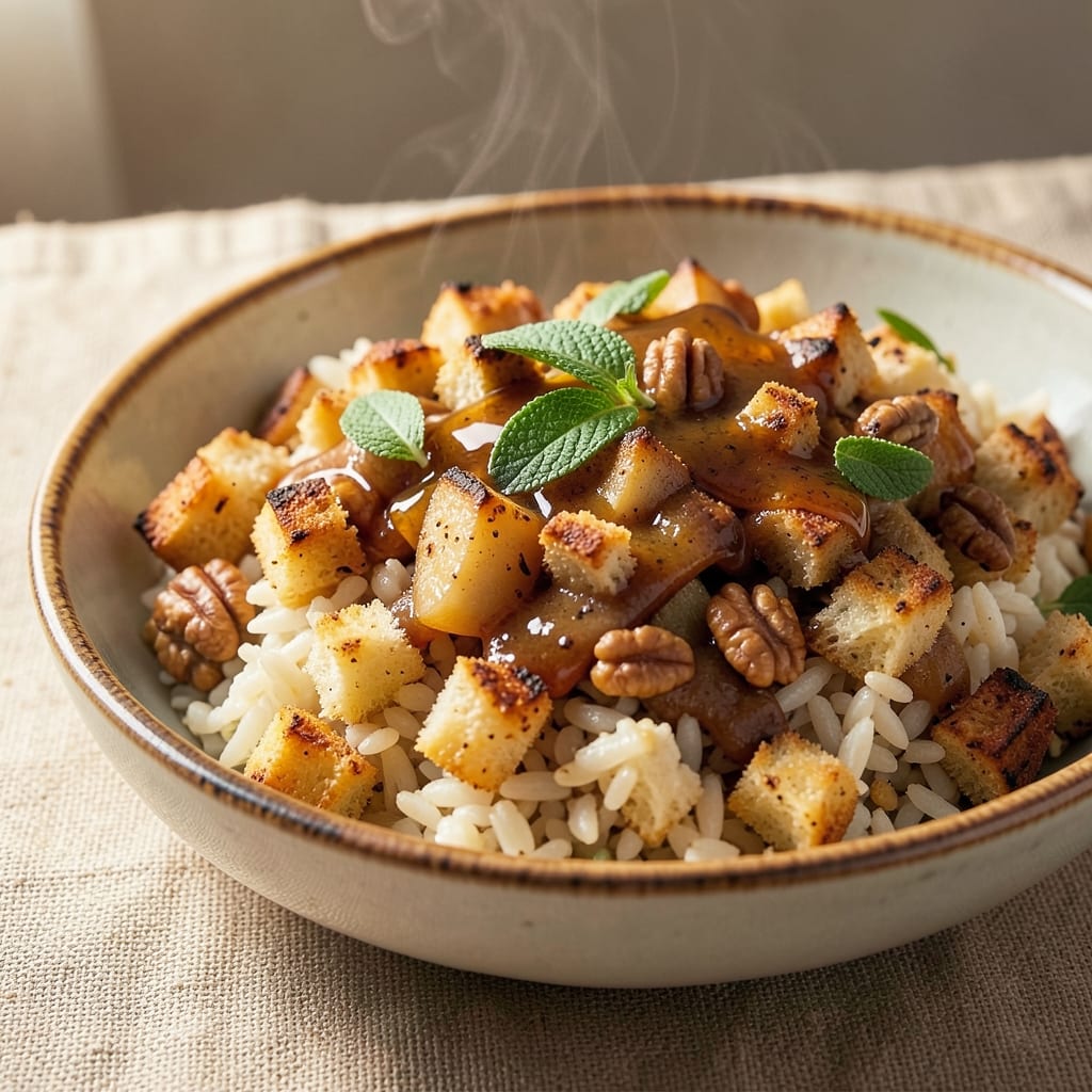 Apple Rice Stuffing Recipe: Apple-Cider Glazed Crunch With Buttery Sage