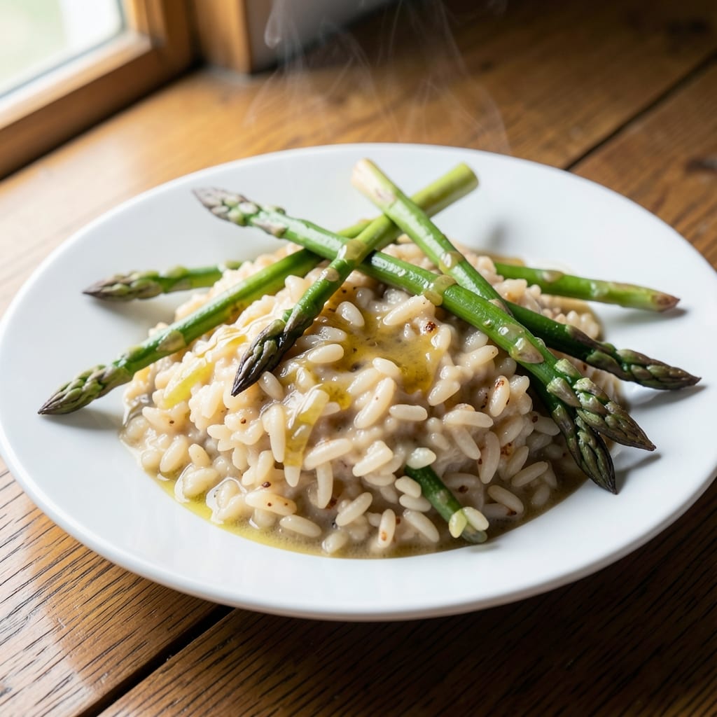 Arborio Rice and Asparagus Recipe: Silky Creamy Texture With Charred Green Bites